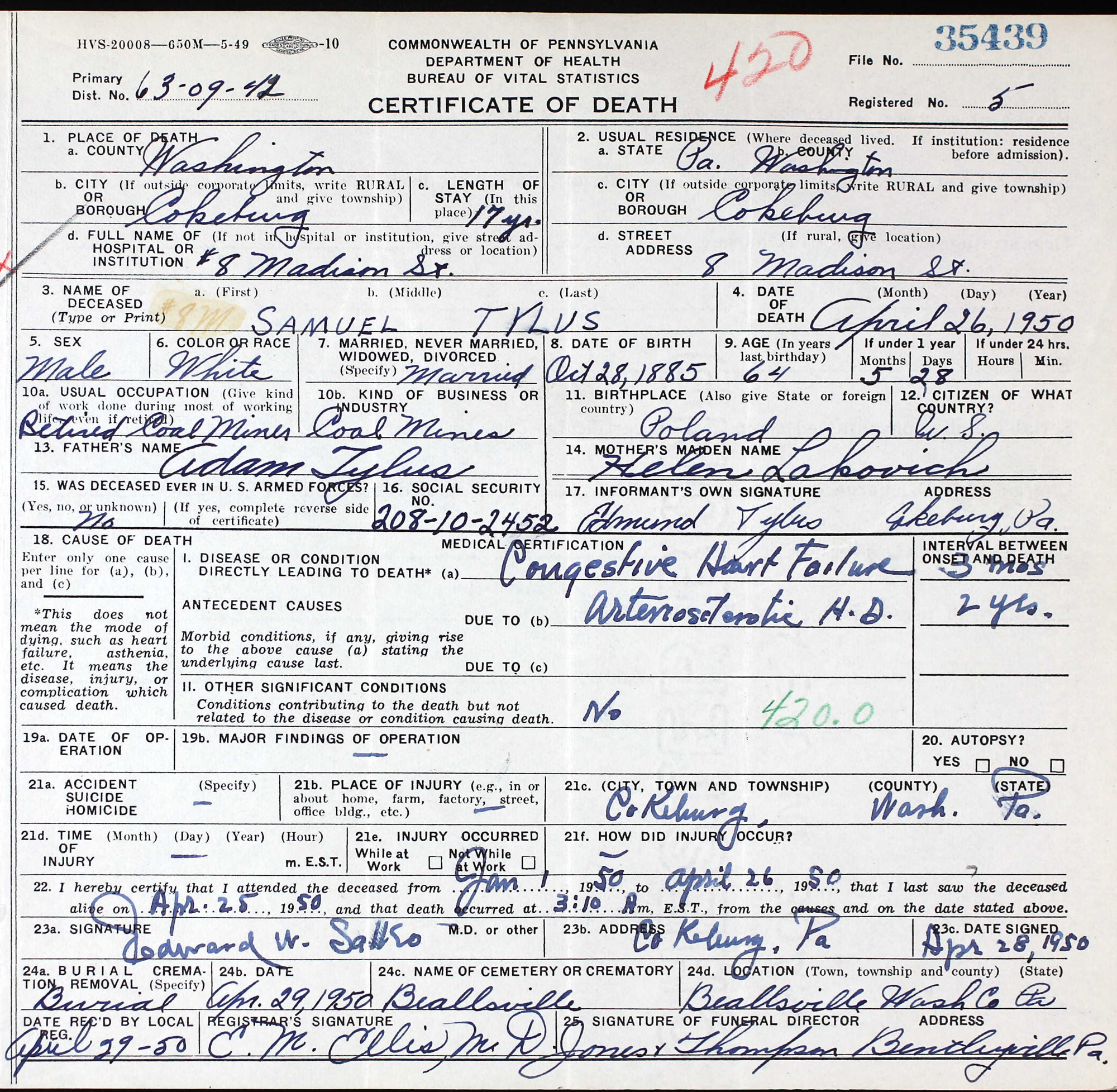 death certificate